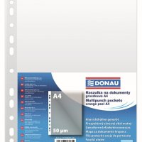 Koszulki na dokumenty DONAU, PP, A4, groszkowe, 50mikr., 100szt.
