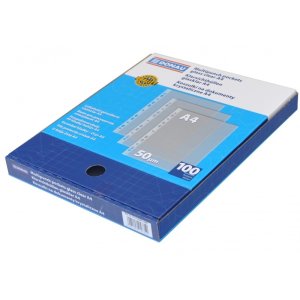 Koszulki na dokumenty DONAU, PP, A4, krystal, 50mikr., 100szt., w pudełku