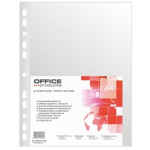 Koszulki na dokumenty OFFICE PRODUCTS, PP, A4, krystal, 40mikr., 100szt.
