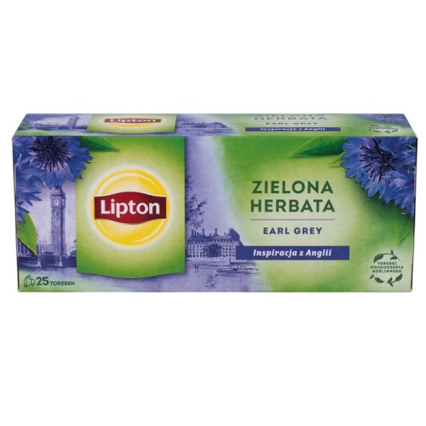 Herbata LIPTON Earl Grey, zielona, 25 torebek