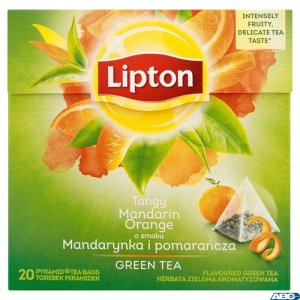 Herbata LIPTON PIRAMID GREEN TEA 20t zielona mandarynka pomarańcza