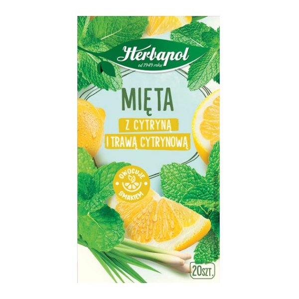 Herbapol herbatka ziołowo-owocowa o smaku mięta z cytryną i trawą cytrynową 20x1,5g