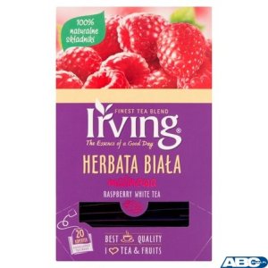 Herbata IRVING malinowa 20 kopert 1,5g biała
