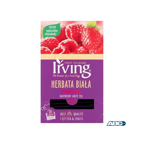 Herbata IRVING malinowa 20 kopert 1,5g biała