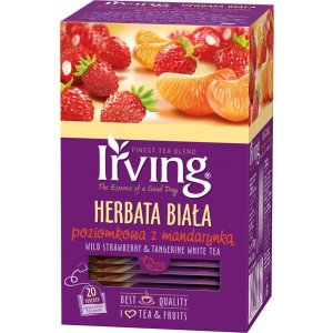 Herbata IRVING, biała, poziomkowa z mandarynką, 20 kopert
