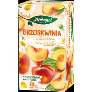 Herbata HERBAPOL ziołowo-owocowa, 20 torebek, brzoskwinia z kwiatem rumianku