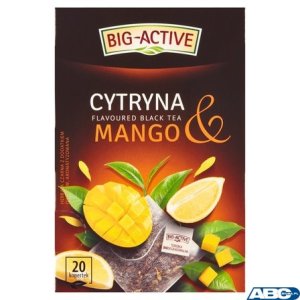 Herbata BIG-ACTIVE Cytryna & Mango 20 torebek / 40g z kawałkami owoców czarna