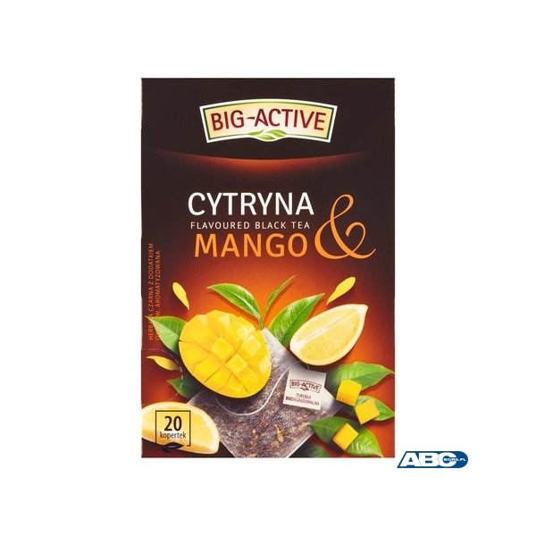 Herbata BIG-ACTIVE Cytryna & Mango 20 torebek/40g z kawałkami owoców czarna