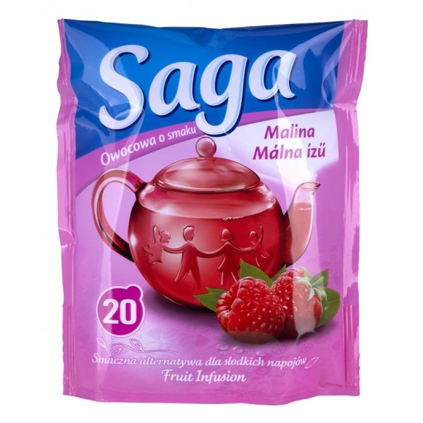 Herbata SAGA, malinowa, 20 torebek