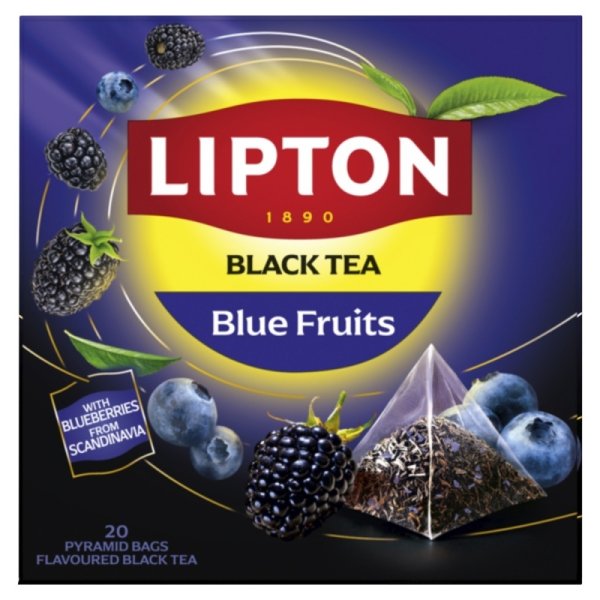 Herbata LIPTON czarna, jeżyna i borówka, 20 piramidek