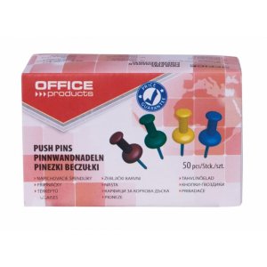 Pinezki beczułki OFFICE PRODUCTS, 50szt., mix kolorów