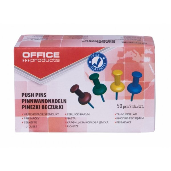 Pinezki beczułki OFFICE PRODUCTS, 50szt., mix kolorów