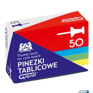 Pinezki tablicowe op-50szt. kolorowe GRAND 110-1657