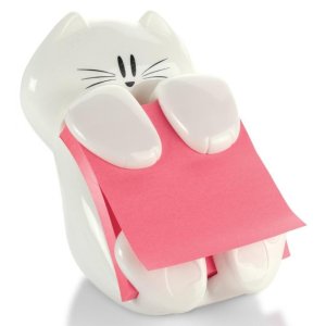 Podajnik do karteczek samoprzylepnych POST-IT® Kotek (CAT-330), biały, w zestawie 1 bloczek Super Sticky Z-Notes