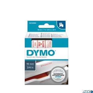 Taśma DYMO D1 - 19 mm x 7 m, czerwony  /  biały S0720850 do drukarek etykiet