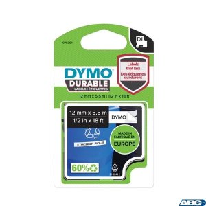 Taśma DYMO D1 Durable - 12 mm x 5,5 M - czarny / biały 1978364 do drukarek etykiet