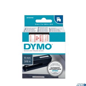 Taśma DYMO D1 - 9 mm x 7 m, czerwony  /  biały S0720700 do drukarek etykiet (X)