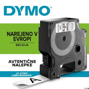 Taśma DYMO D1 - 19 mm x 7 m, czarny  /  biały S0720830 do drukarek etykiet