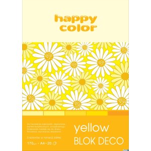 Blok Deco Yellow A4, 170g, 20 ark, 5 kol. tonacja żółta, Happy Color HA 3717 2030-012