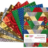 Blok HOLOGRAPHIC A4, 10 ark, 70g, 5 kolorów, 5 motywów, Happy Color HA 3807 2030-HO