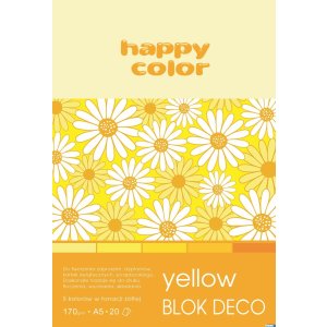 Blok DECO YELLOW HAPPY COLOR A5 20ark.170g 5 kolorów HA 3717 1520-012