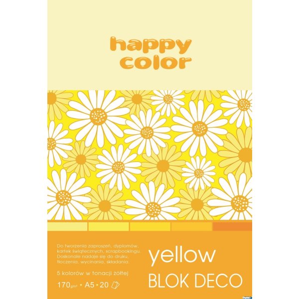 Blok DECO YELLOW HAPPY COLOR A5 20ark.170g 5 kolorów HA 3717 1520-012