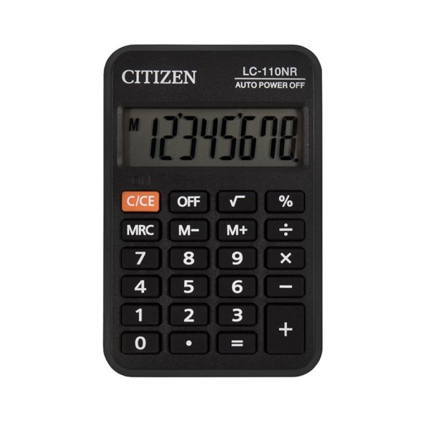 Kalkulator kieszonkowy CITIZEN LC110NR, 8-cyfrowy, 88x58mm, czarny