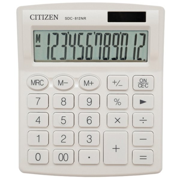 Kalkulator biurowy CITIZEN SDC-812NRWHE, 12-cyfrowy, 127x105mm, biały