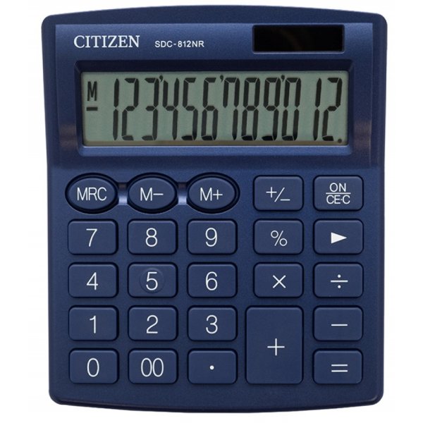 Kalkulator biurowy CITIZEN SDC-812NRNVE, 12-cyfrowy, 127x105mm, granatowy