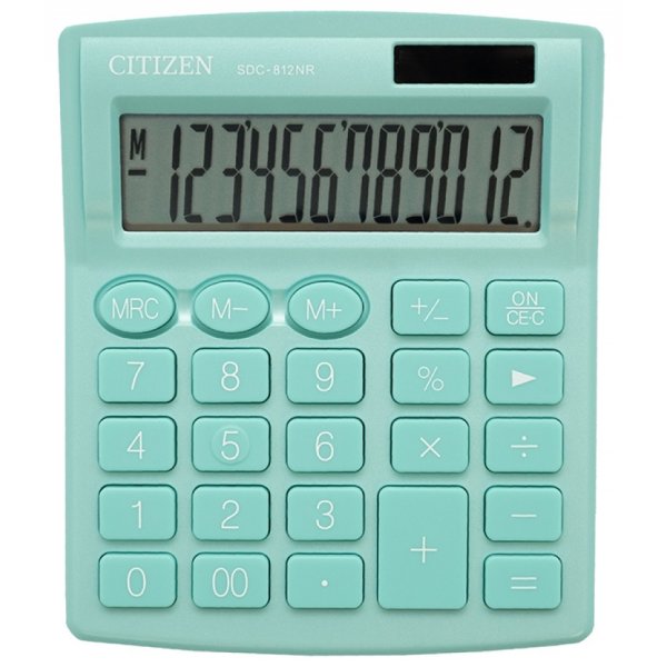 Kalkulator biurowy CITIZEN SDC-812NRGRE, 12-cyfrowy, 127x105mm, zielony