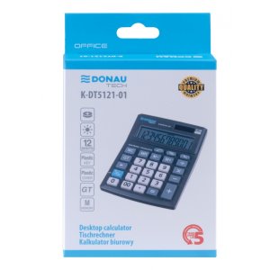 Kalkulator biurowy DONAU TECH OFFICE, 12-cyfr. wyświetlacz, wym. 137x101x30mm, czarny