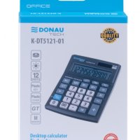 Kalkulator biurowy DONAU TECH OFFICE, 12-cyfr. wyświetlacz, wym. 137x101x30mm, czarny