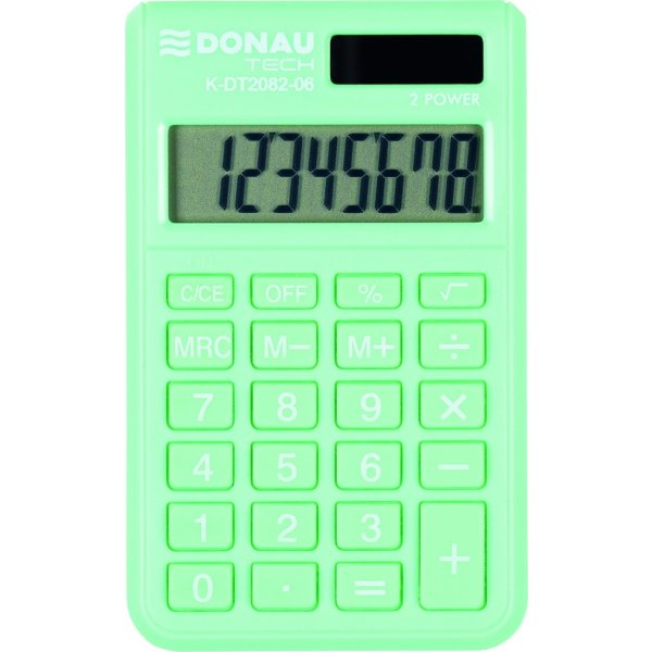 Kalkulator kieszonkowy DONAU TECH, 8-cyfr. wyświetlacz, wym. 97x60x10 mm, jasnozielony