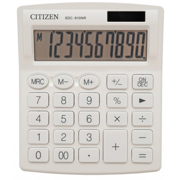 Kalkulator biurowy CITIZEN SDC-810NRWHE, 10-cyfrowy, 127x105mm, biały