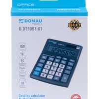 Kalkulator biurowy DONAU TECH OFFICE, 8-cyfr. wyświetlacz, wym. 137x101x30mm, czarny