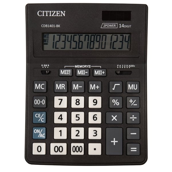Kalkulator biurowy CITIZEN CDB1401-BK Business Line, 14-cyfrowy, 205x155mm, czarny
