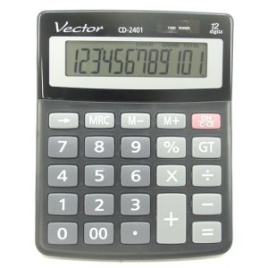 Kalkulator biurowy VECTOR KAV CD-2401 BLK, 12-cyfrowy, 103x130mm, czarny
