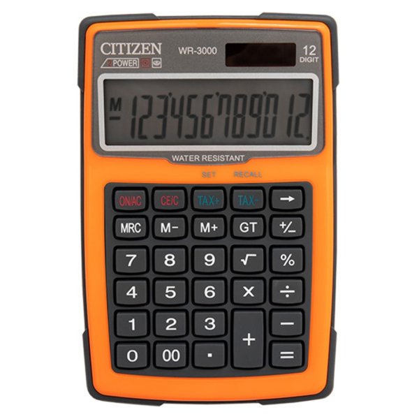 Kalkulator wodoodporny CITIZEN WR-3000, 152x105mm, pomarańczowy