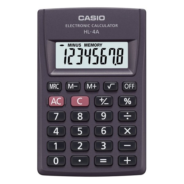 Kalkulator kieszonkowy CASIO HL-4A-B, 8-cyfrowy, 56x87mm, czarny