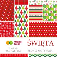 Blok z motywami SWIETA, 80g/m2, A4, 15 ark, 30 motyw, Happy Color HA 3808 2030-X