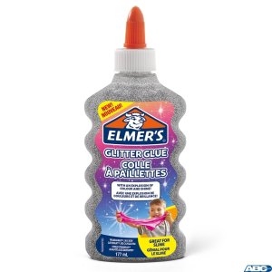 Elmers klej brokatowy, srebrny, zmywalny i przyjazny dzieciom, 177ml, 2077255 (X)