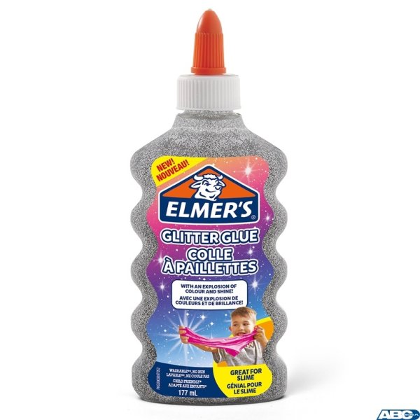 Elmers klej brokatowy, srebrny, zmywalny i przyjazny dzieciom, 177ml, 2077255 (X)