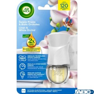 AIR WICK odświeżacz Elektryczny Świeże Pranie Biała Orchidea komplet 19m 18130