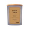 Świeca sojowa DONAU HOME, w szarym szkle, drewniana pokrywa i knot, Citrus Glow, 200g