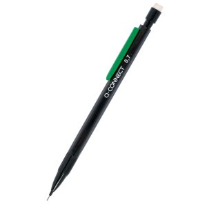 Ołówek automatyczny Q-CONNECT 0,7mm, czarny, GRATIS - grafity