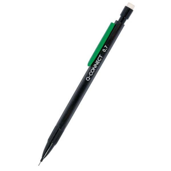 Ołówek automatyczny Q-CONNECT 0,7mm, czarny, GRATIS - grafity