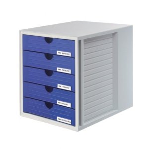 Zestaw 5 szufladek HAN System-Box, polistyren, A4, szaro-niebieski