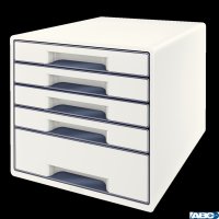 Pojemnik z 5 szufladami LEITZ WOW biało-szary 52142001