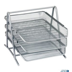 Półka na dokumenty DOTTS A4 (3) siatka srebrna 350x297x275mm