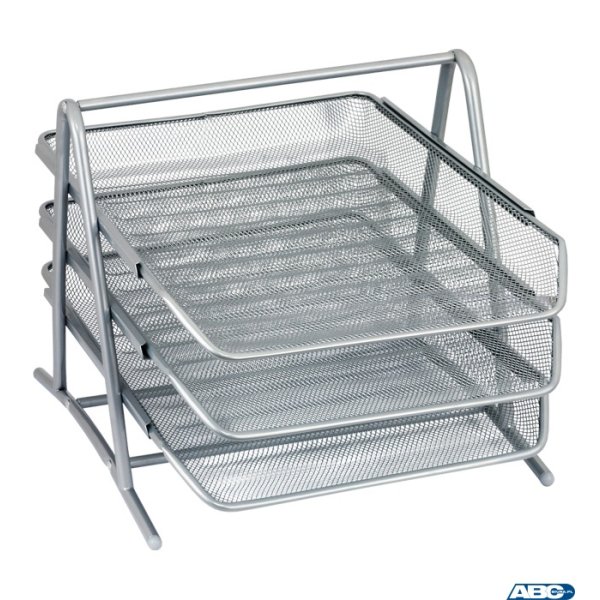 Półka na dokumenty DOTTS A4 (3) siatka srebrna 350x297x275mm